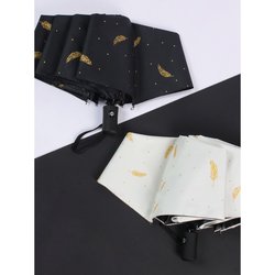 Bronzing feather small fresh three-fold fully automatic rain or shine umbrella for women creative folding sunshade and sun protection sun umbrella