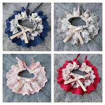 Korean style bow pet lace fake collar lace saliva scarf dog accessories cat bib French cow scarf L