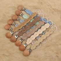 Handmade Crochet Pacifier Clip Cotton Wooden Baby Pacifier C