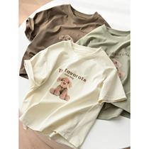 Parent-Child 170 Middle and Large Children Women’s Cartoon Short-Sleeved Boys’ Round Neck T-Shirts 79778 Clothes Mother-Child