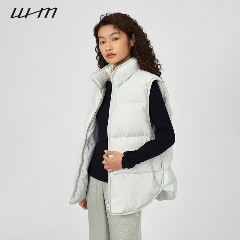 Whm Women's Stand Collar down Vest Wear Warm White Goose down Unisex Black Mint Green Whm Women's Stand Collar down Vest Wear Warm White Goose down Unisex Black Mint Green