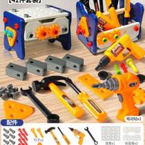 Tool box detachable childrens electric drill screw repair table lighting gift city Amazon bulldozer