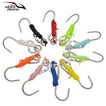 Scuba diving single head 16 stainless steel reef flow hook single claw hook safety rope resistant to sea water simple hook safety buckle
