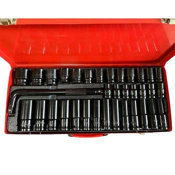 12.5mm series 1/2 short extended pneumatic sleeve thickened 35-piece set bent rod l rod combination steam engine repair tool