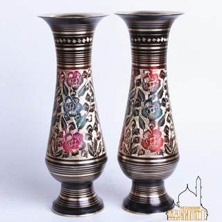 Pakistan imported copper hand-carved black lacquer vase antique metal vase decoration flower arrangement gift