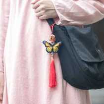 Miao embroidery ethnic style hanging ornaments Fuxi butterfly car hanging school bag hanging literary student trinkets