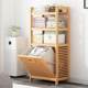 Household Japanese simple solid wood laundry basket storage rack multi-layer storage cabinet basket basket bathroom floor storage rack