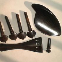 High-end violin accessories complete set of ebony original color tuners tailpiece chinrest tailpost with clear texture 4 4