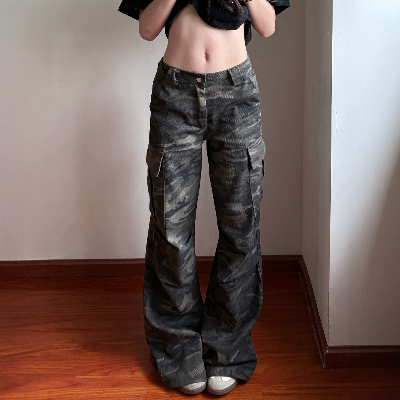 Redfire American-Style Straight-Leg Casual Camouflage Cargo Pants for Men and Women, Loose Retro High Street Cleanfit Pants Trendy