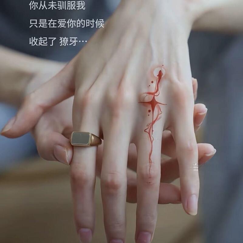 Tiktok-Style Red Snake Finger Tattoo Stickers, Waterproof, Long-Lasting, Stylish, Cool and Edgy, Sweet and Spicy Tiktok-Style Red Snake Finger Tattoo Stickers, Waterproof, Long-Lasting, Stylish, Cool and Edgy, Sweet and Spicy
