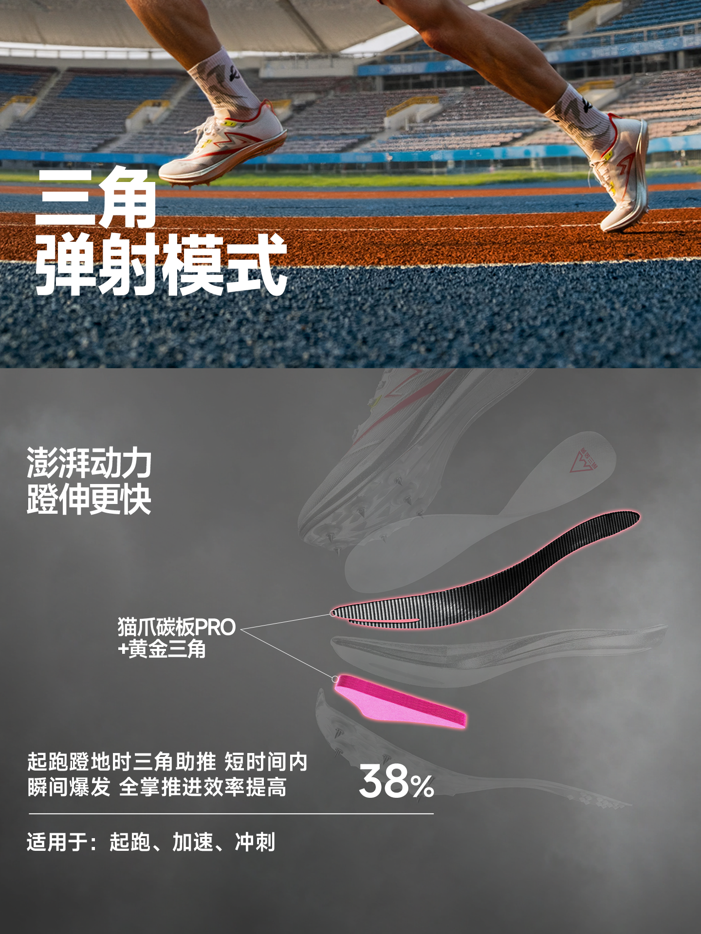[North Sports Joint Research] Sonic Cat Extreme Spikes Full-Length Carbon Plate Official Genuine Track and Field Spikes for Middle and Short Distance Running