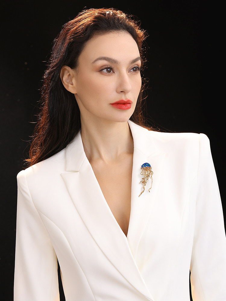 Abenheart Danish Xiyue Blue Brooch Jellyfish High-End Women's Brooch Accessory Exquisite Light Luxury Niche Brooch