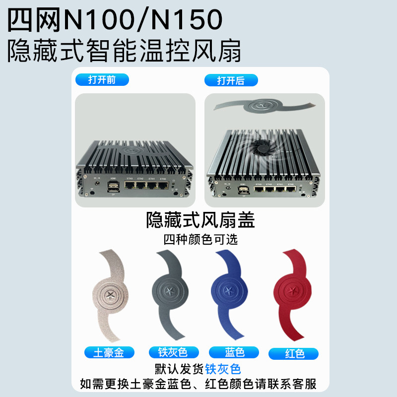 Feisuxun's Brand New 4-Port 2.5g Wireless Soft Router N100/N150 Enterprise-Grade Industrial Control Router Wifi6 Intelligent Temperature Control Fan with Built-In Emmc