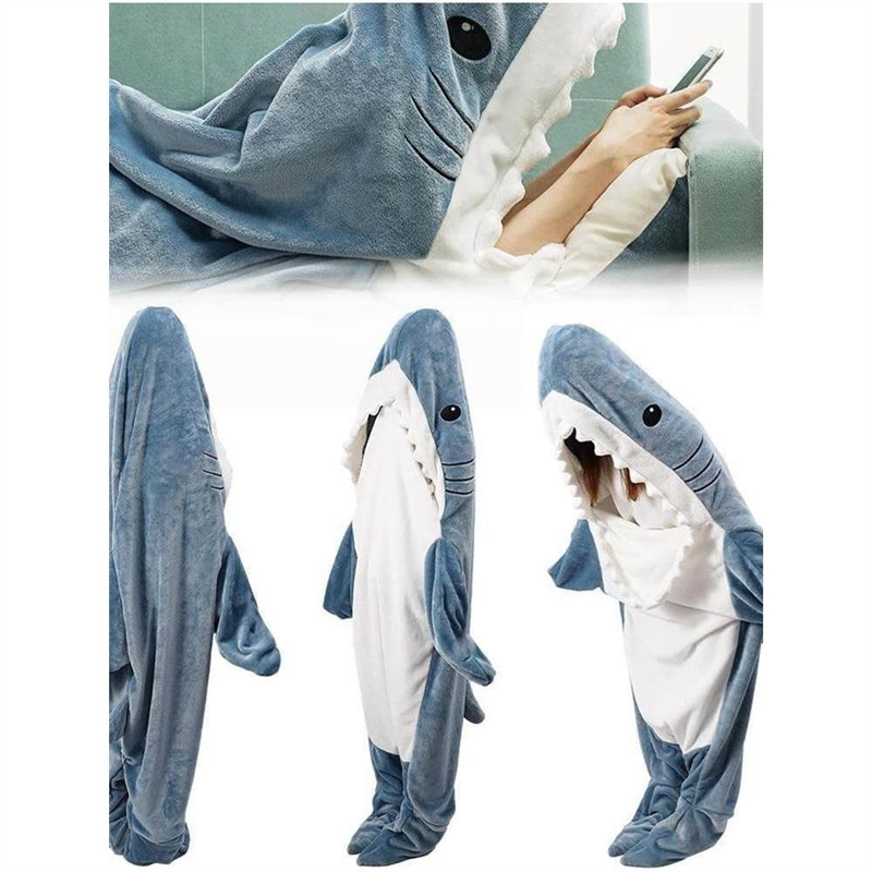 Shark Blanket for Adults, Cute Shark Blanket Hoodie, Wearable Blanket, Ultra-Soft Flannel Sleeping Bag, Anti-Kick Blanket