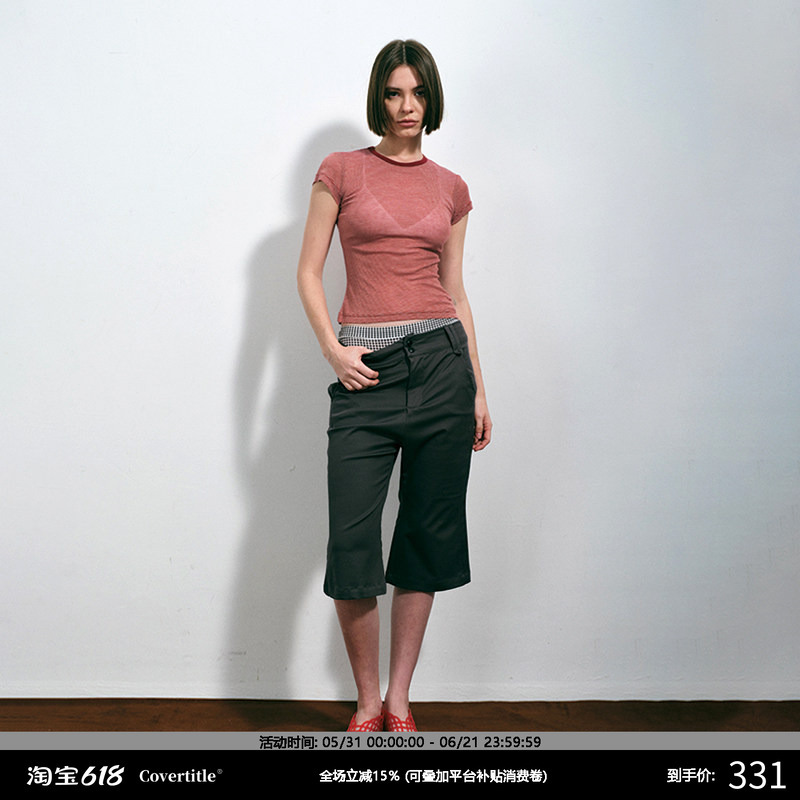 Covertitle Retro Low-Rise Flared Capri Pants Summer New Fashion Slimming Commuter Style Covertitle Retro Low-Rise Flared Capri Pants Summer New Fashion Slimming Commuter Style