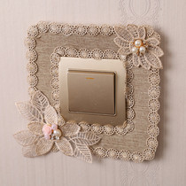 Fabric lace light switch decorative switch protective cover attached to socket frame cloth covering wall light luxury dust cover