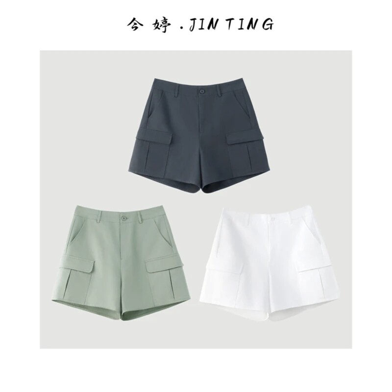 Jinting Workwear Pocket Shorts for Women, Summer New Style, Loose Casual Versatile Straight Pants - J26204355 Jinting Workwear Pocket Shorts for Women, Summer New Style, Loose Casual Versatile Straight Pants - J26204355