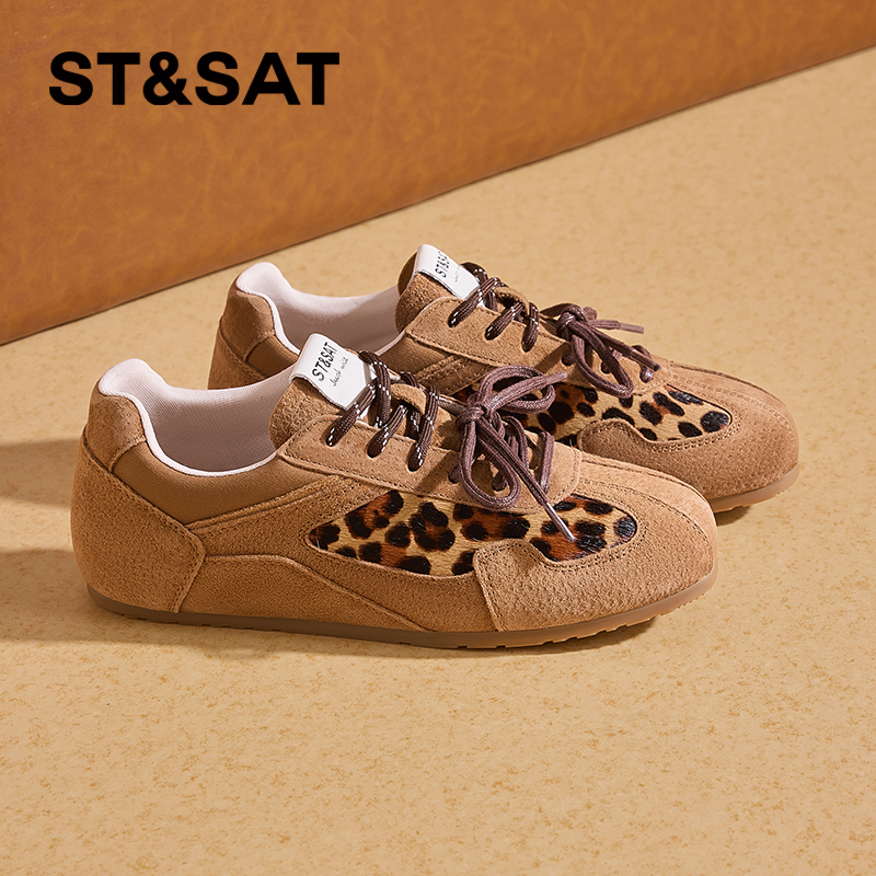 Saturday Women's Shoes Spring and Summer German Training Shoes Women's 2026 New Leopard Print Retro Soft-Soled Casual Shoes Women's Sneakers
