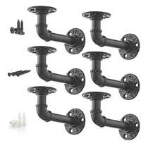 Iron water pipe triangle bracket industrial style retro straight-line laminate partition wall storage rack wall-mounted laminate holder