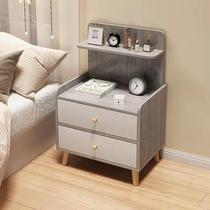 Bedside cabinet Simple modern and high solid wooden leg collection cabinet Bedroom Household small Nordic bed head shelf