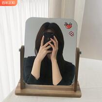 ins style mirror makeup mirror desktop desktop student dormitory wooden dressing mirror office folding bedroom small mirror