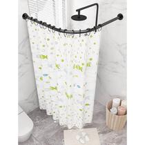 Shower cover round bathroom retractable shower curtain rod bathroom rod punch-free stainless steel curved bath plastic cloth partition