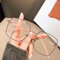 New anti-blue light glasses for women with large metal frames myopia can be equipped with prescription eye protection flat mirror frame 103131