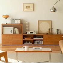 Simple solid wood log home bookcase floor-standing childrens storage cabinet combination storage cabinet floor-standing tea cabinet storage rack