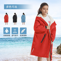 Dry rob e childrens lambswool windproof and waterproof warm bathrobe surfing swimming diving winter swimming changing jacket