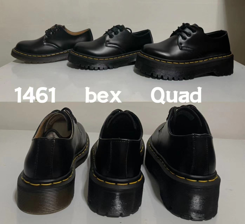 2026 Yang Mi Quad Thick-Soled Low-Top 3-Hole Bex British Dr Boots 1461 Platform Height-Increasing Leather Martin Boots for Women New Model