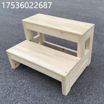 Solid wood ladder 2-step outdoor staircase balcony ladder climbing window sill step step 3 small double-decker movable ladder