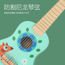 Wooden childrens ukulele for beginners boys and girls simulated six-string guitar practice playable musical instrument toy