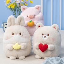 Cute chubby animals bunny pig plush toy bear dog doll childrens rag doll