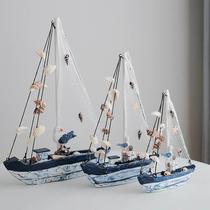 Mediterranean home accessories blue and white shell sailboat old style handicraft gifts smooth sailing