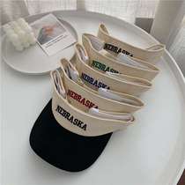 Sun hat letter embroidered empty top hat for women Korean version versatile casual fashion summer outdoor breathable sun protection sun hat