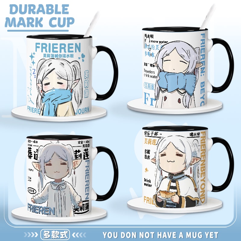 White-Haired Fuli Lian Fan-Made Water Cup, Household Ceramic Mug, Couple's Coffee Tea Cup, Dormitory Office Water Cup, Tea Cup