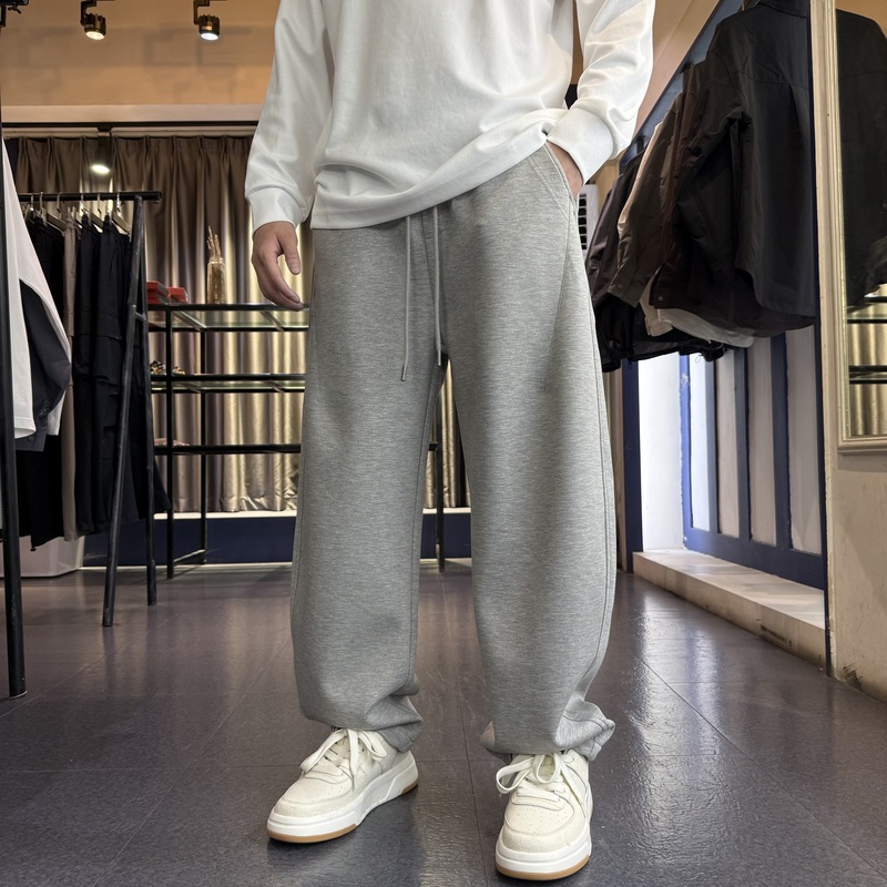 American-Style Loose Casual Straight-Leg Gray Sweatpants for Men, 2026 New Large Size, Spring and Autumn Extended Version, Suitable for Tall Individuals, Versatile