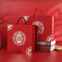 High-end red handbag wedding paper bag return gift large wedding candy bag wedding supplies souvenirs personalized gift bag
