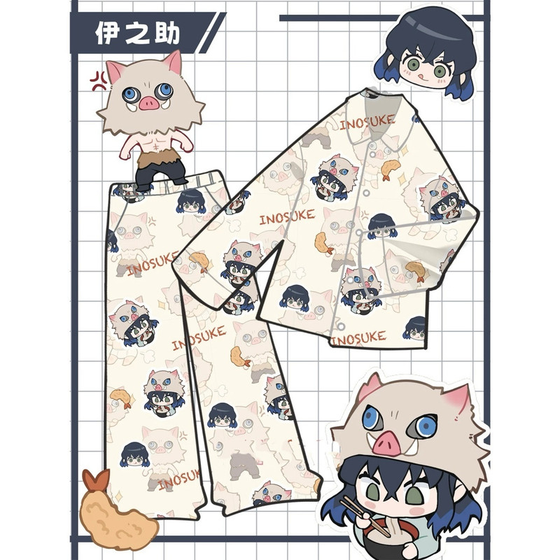 Demon Slayer Inosuke Spring and Autumn 2026 New Long-Sleeve Long-Pants Pajama Set Two-Piece Set Suitable for Cosplay and Outdoor Wear Demon Slayer Inosuke Spring and Autumn 2026 New Long-Sleeve Long-Pants Pajama Set Two-Piece Set Suitable for Cosplay and Outdoor Wear