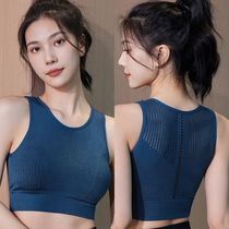 2024 Shockproof Vest Style Fitness Yoga Sports Bra for Women Summer Big Breast Revealing Small Hollow Mesh Beautiful Back Sports