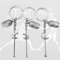 Creative small gift fencing keychain pendant Paris sports souvenir foil saber epee sports small pendant
