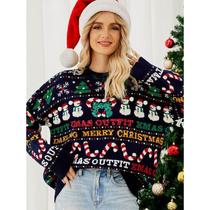 Foreign trade Amazon Europe and America loose knitted sweater autumn and winter Christmas tree round neck sweater little snowman sequined Christmas sweater