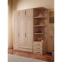 Nordic solid wood wardrobe modern simple ash wood hanging wardrobe bedroom log storage cabinet home large capacity cabinet