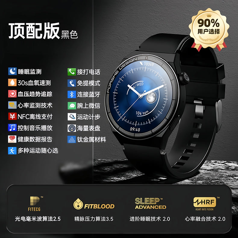 高精度监测血氧心率心电图智能手环蓝牙通话血压血糖健康手表