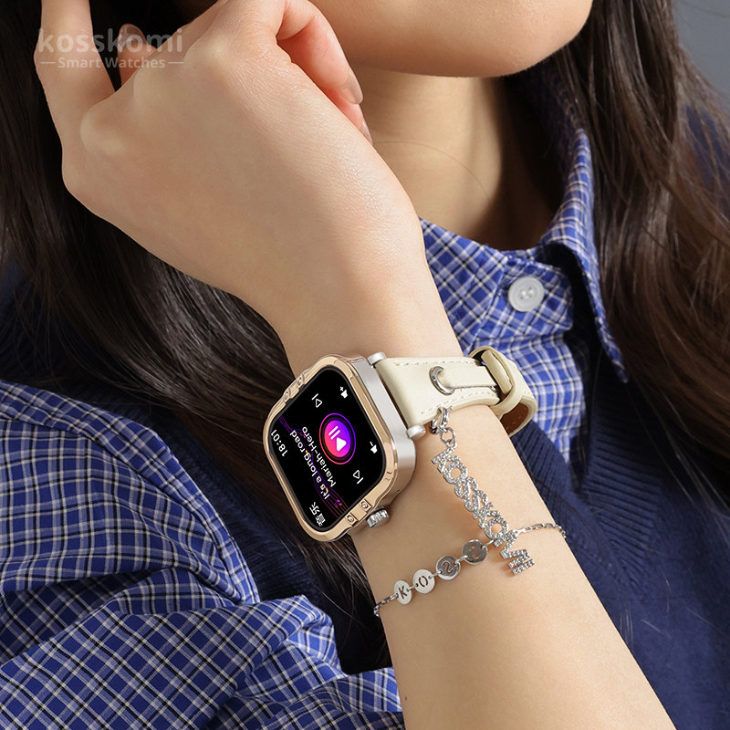 2025新款女士智能手表蓝牙电话NFC心率女性健康支付多功能小蛮腰串皮运动手环适用于各品牌智能手机