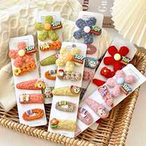 2023 New Children Girl Baby Autumn and Winter Cartoon Simple Plush Hairpin Bangs Clip Broken Hairpin Cute Hair Accessories