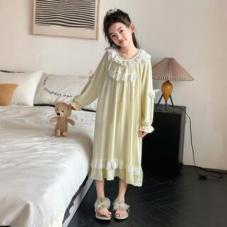 Girls nightgown spring and autumn 2025 new children's long sleeve princess style dress for big children and girls home clothes pajamas