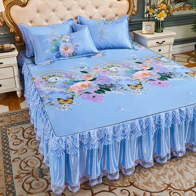 Ice silk cool mat bed skirt summer mat winter and summer bed sheets foldable water washing soft mattress air conditioning cool mattress household