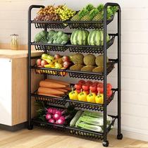 Kitchen vegetable storage rack multi-functional floor-standing multi-layer removable fruit and vegetable basket storage rack with wheels