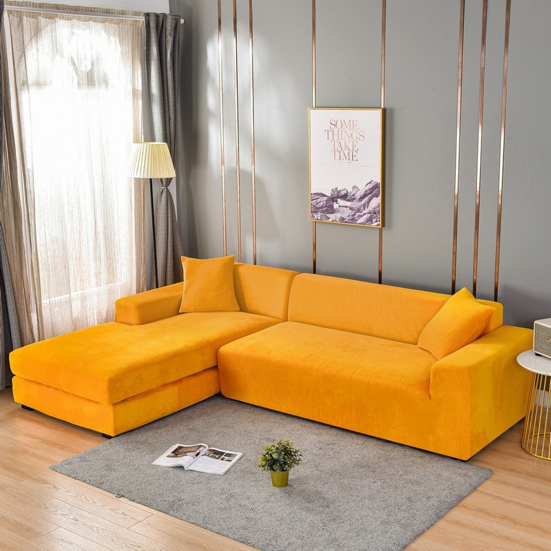 Silver fox plush sofa cover full cover high